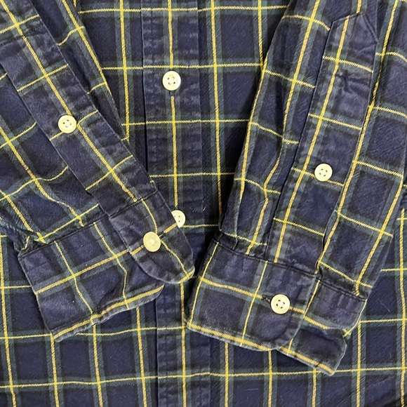 Ralph Lauren Navy Blue/Yellow/Green Plaid Cotton Button Down Shirt Fade Medium - Picture 7 of 11